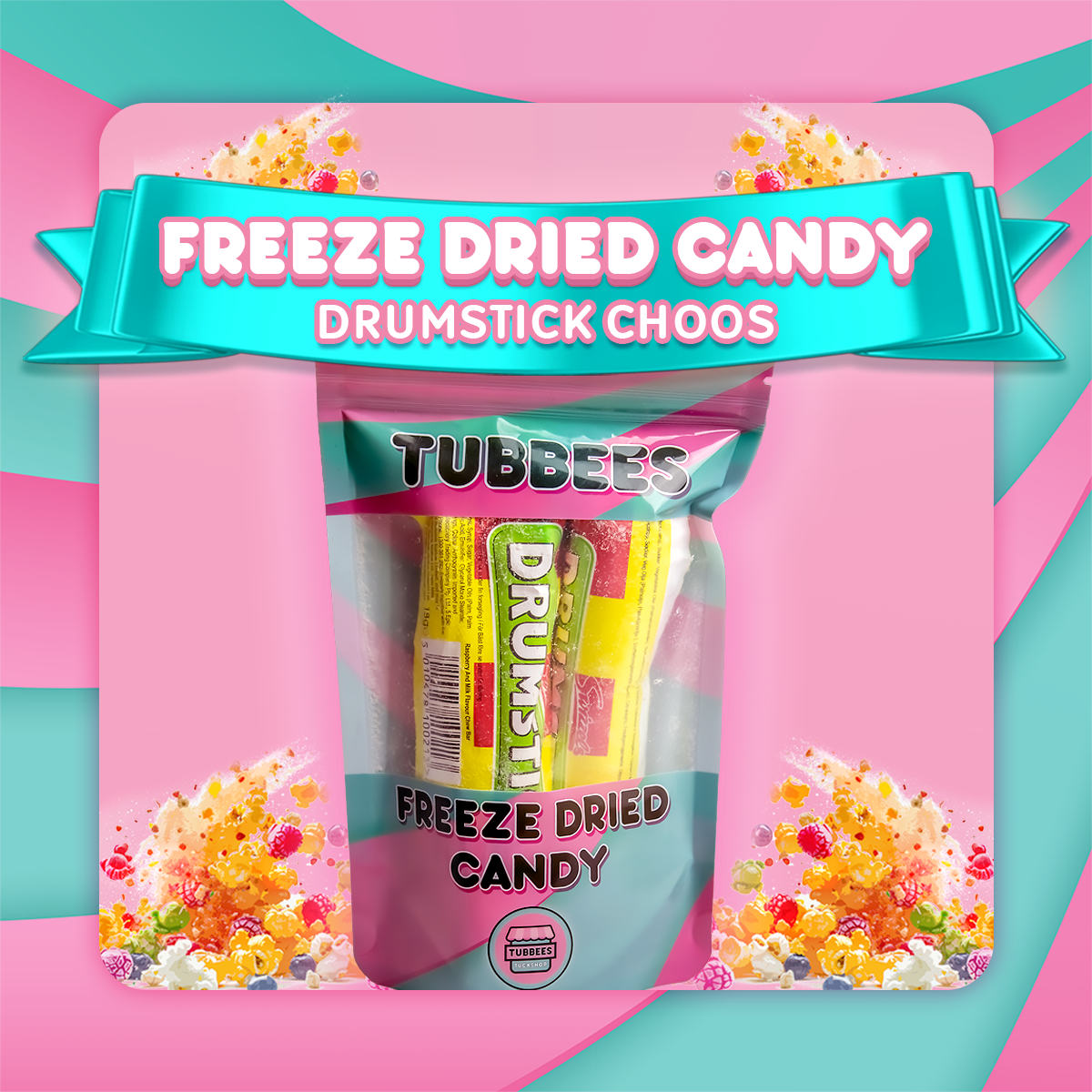 Tubbees Drumsticks Freeze Dried Candy, UK Made, Candy & Sweets! Single Bag