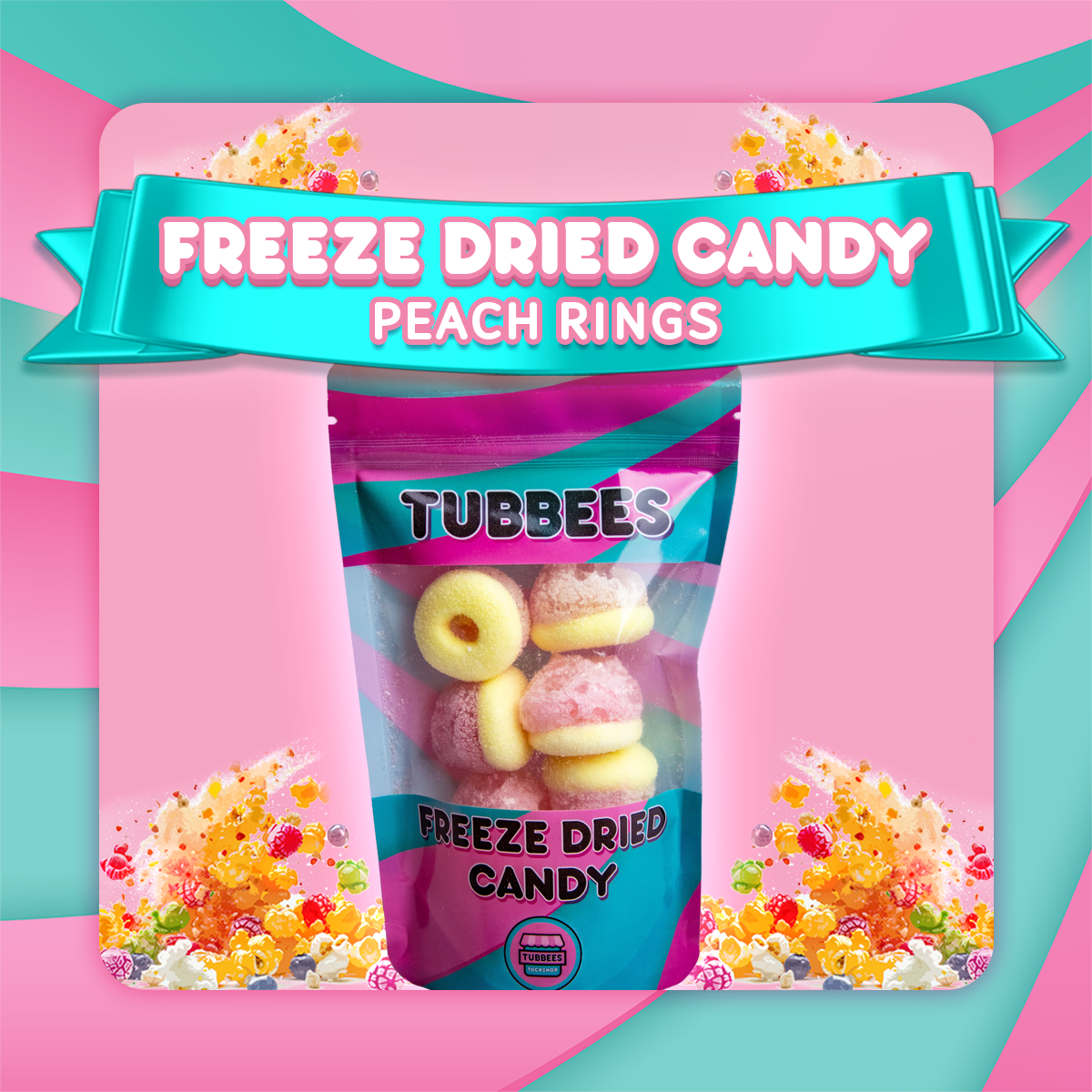 Tubbees Fruit Rings Freeze Dried Candy, UK Made, Candy & Sweets! Single Bag