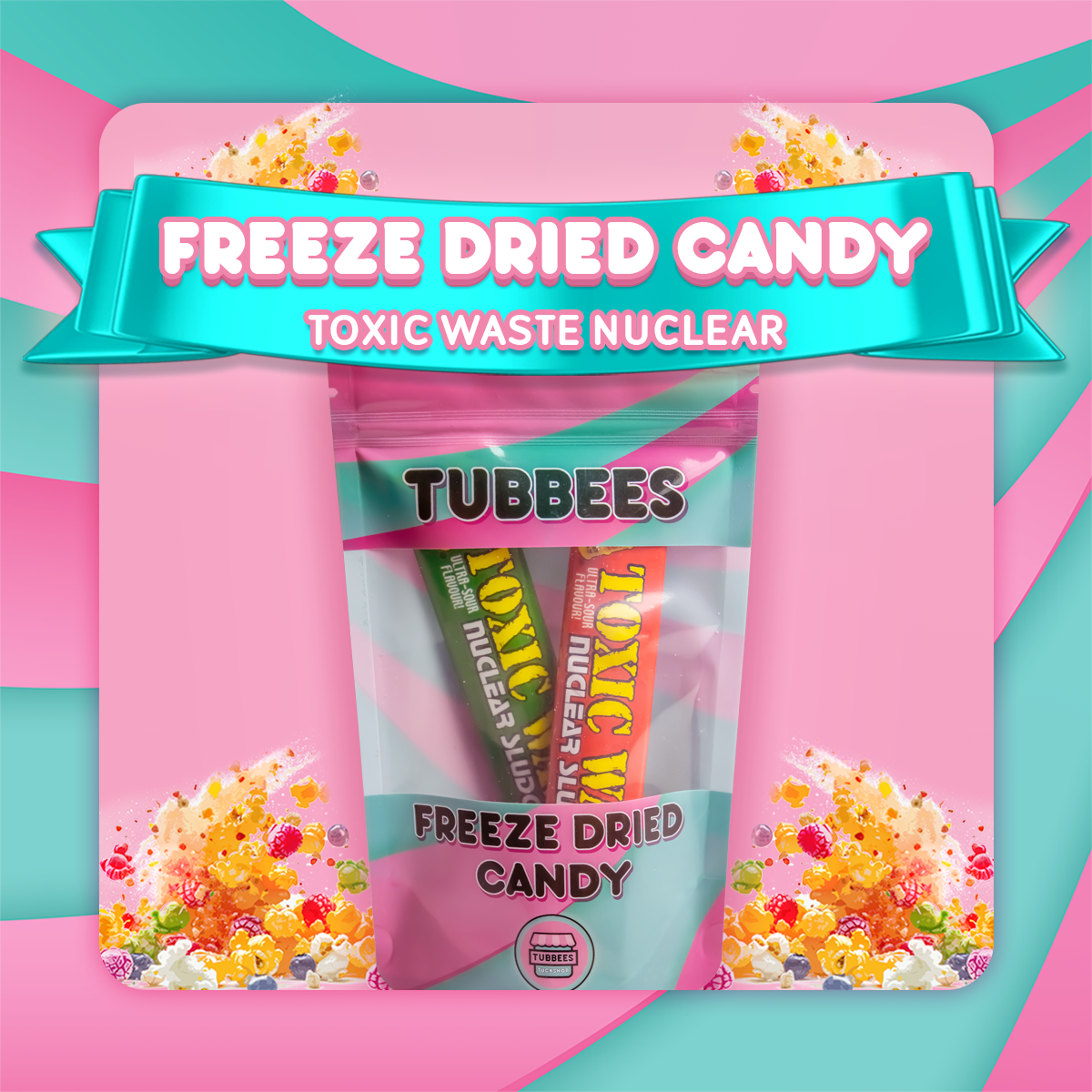 Tubbees Toxic Waste Nuclear Freeze Dried Candy, UK Made, Candy & Sweets! Single Bag