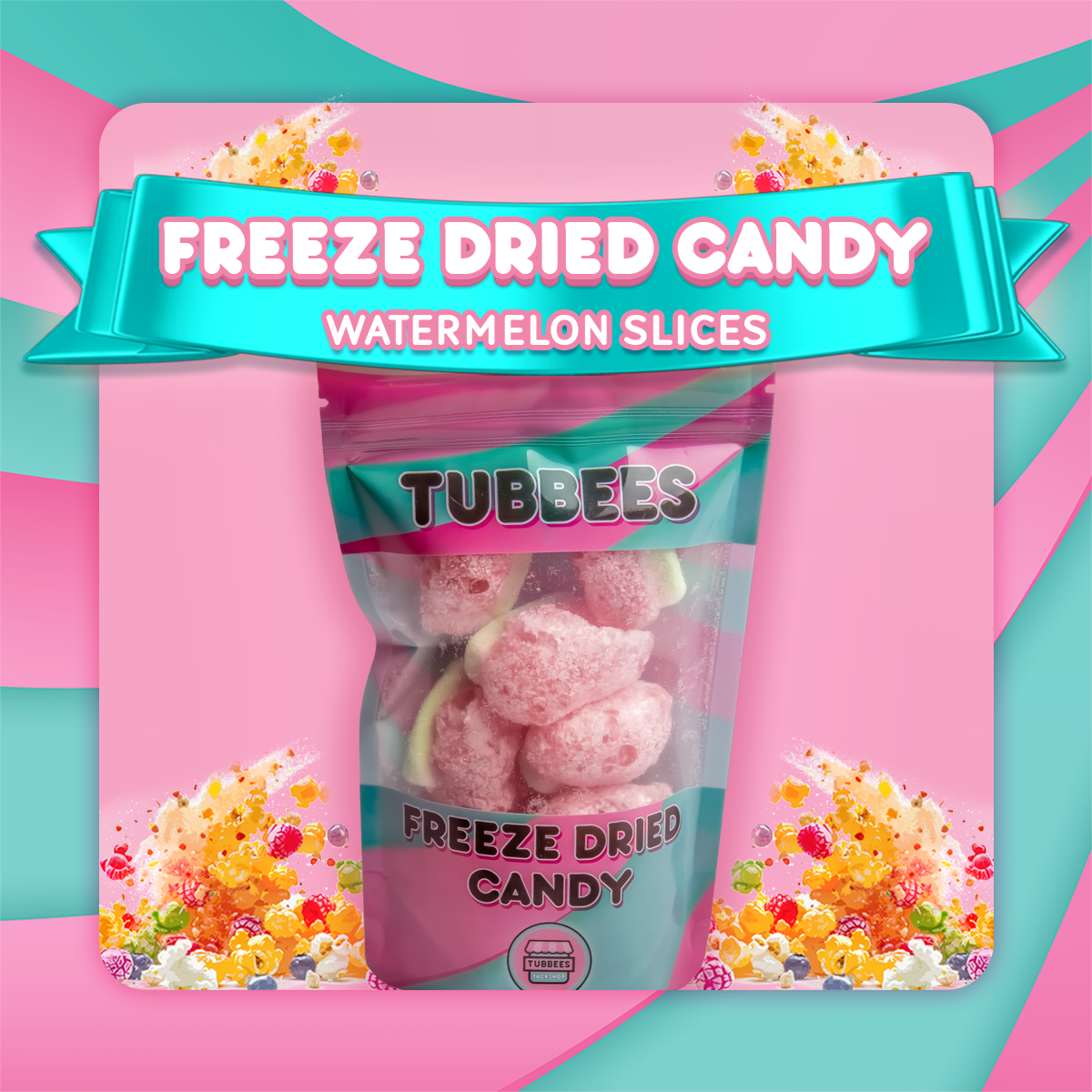 Tubbees Watermelon Slices Freeze Dried Candy, UK Made, Candy & Sweets! Single Bag
