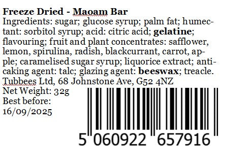 Tubbees Maoam Bar Freeze Dried Candy, UK Made, Candy & Sweets! Single Bag