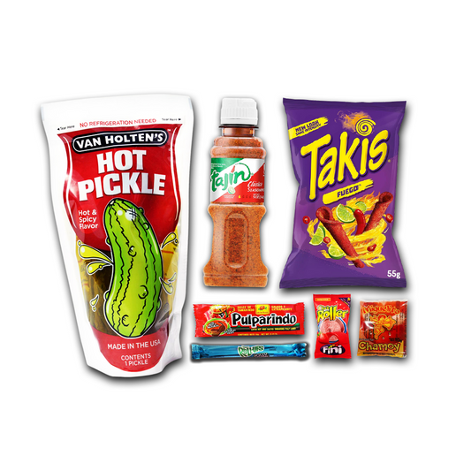 Taki Chamoy Pickle Kit, , Fruit Roll Ups, Fizzy Roll Ups, Pulparindo and Van Holtens Pickle