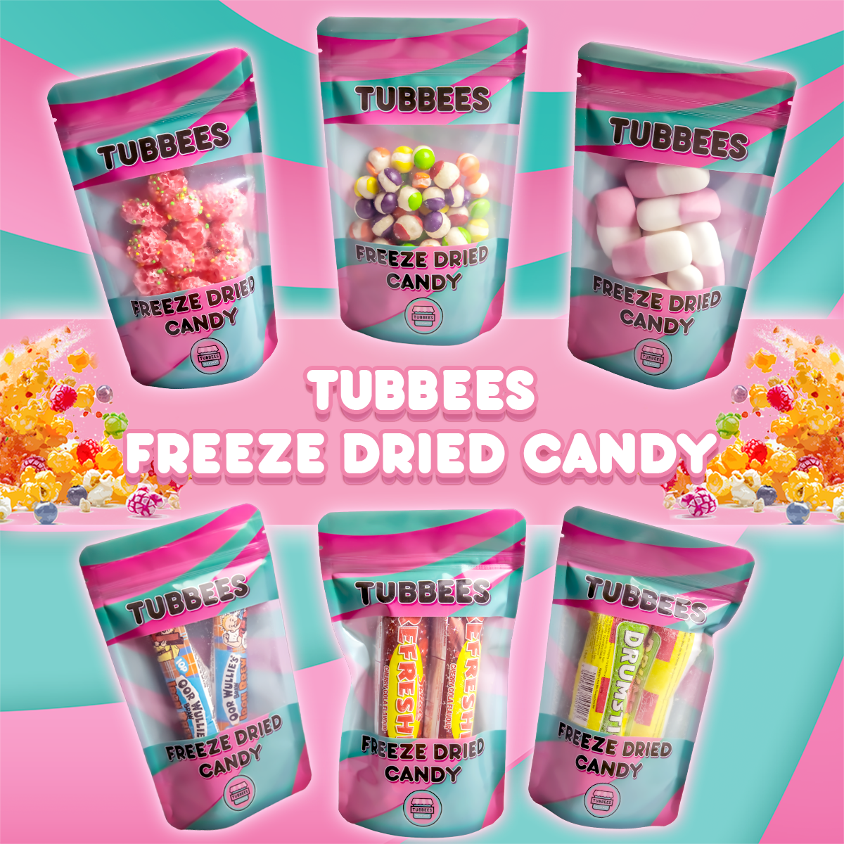 Tubbees Squashies Naughty or Nice Freeze Dried Candy, UK Made, Candy & Sweets! Single Bag