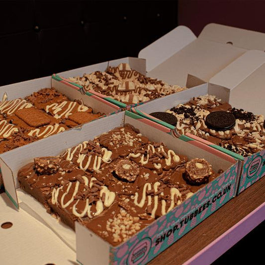 Tubbees Bakery 9 Slab Brownie Box, 9 Different Brownie Pieces, Serves 9, Biscoff, Nutella, Oreo, Bueno Variations