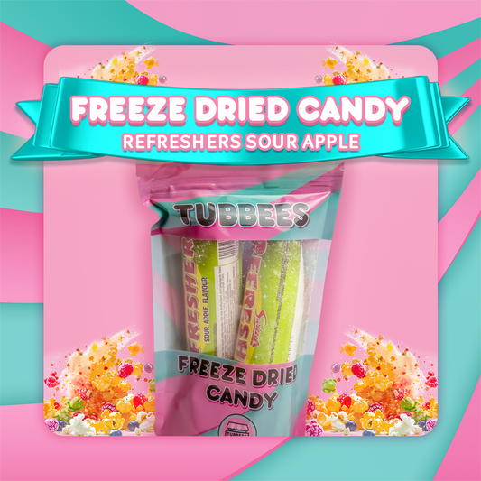 Tubbees Refresher Sour Apple Freeze Dried Candy, UK Made, Candy & Sweets! Single Bag