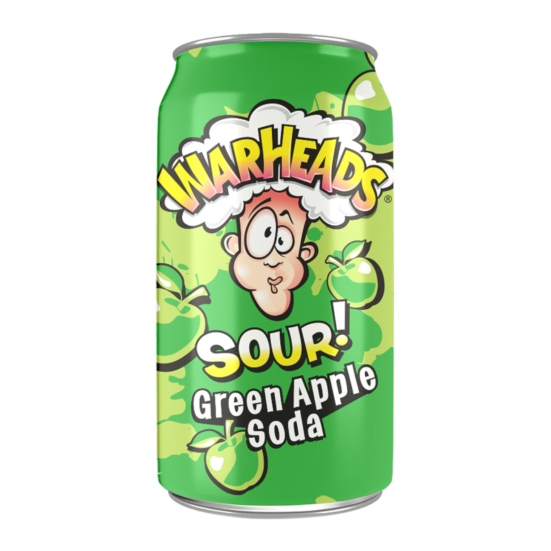 WARHEADS SOUR GREEN APPLE SODA 355ML